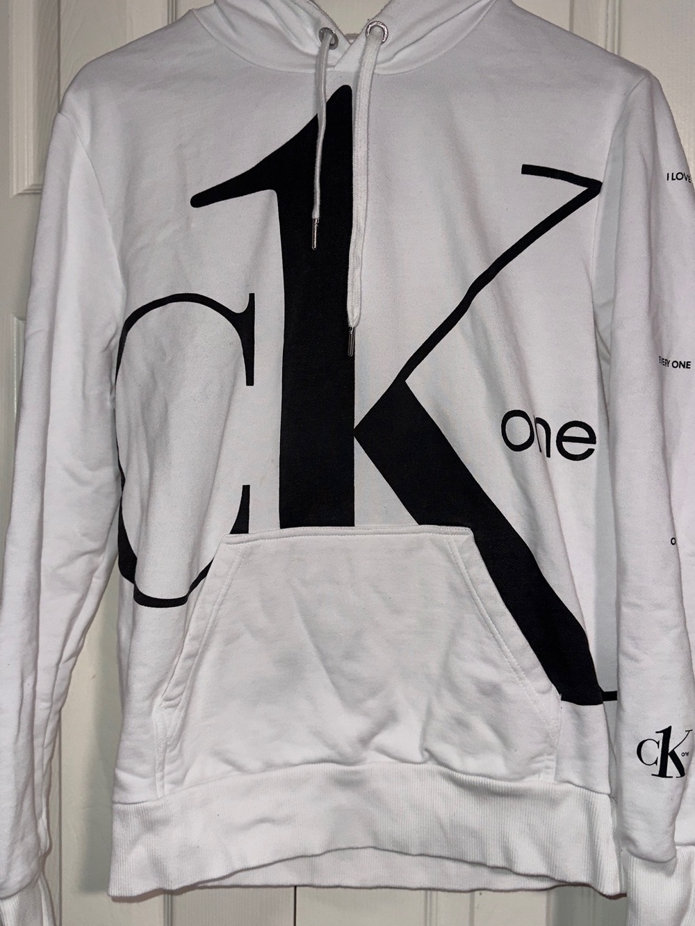 Calvin Klein Jeans CK One Graphic Logo Hoodie White Size M
